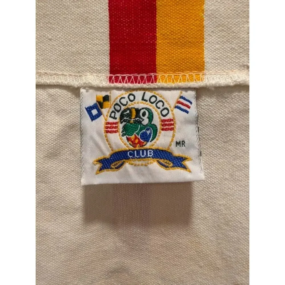 Vintage Barardi Rum Bermuda Apron Poco Loco Club Bar Advertising Canvas Stripe